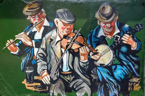 Mural painting at a pub, Carlingford, Republic of Ireland
