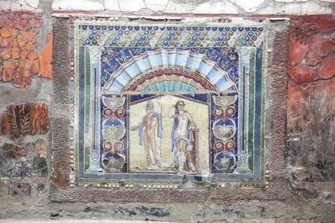Neptune and Amphitrite, wall mosaic in house no. 22 in the ruined city of Herculaneum, Campania,