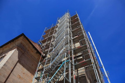 Rendered church tower, renovation, St. Bartholomew's Lutheran Parish Church, Germany's second
