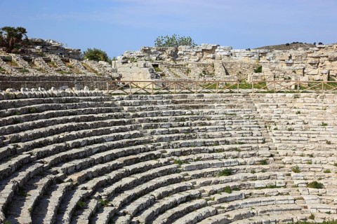 The Greek theatre in the former ancient city of Segesta, the province of Trapani, Sicily, Italy,