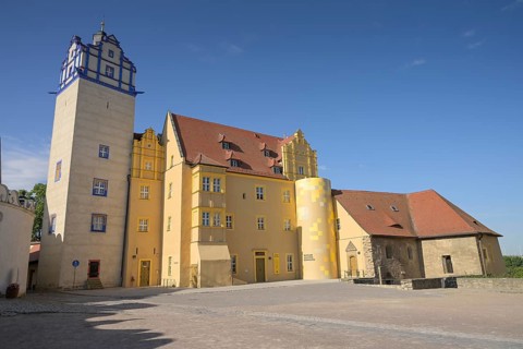Blue Tower, Old House with Museum, Castle, Bernburg, Salzlandkreis, Saxony-Anhalt, Germany, Europe