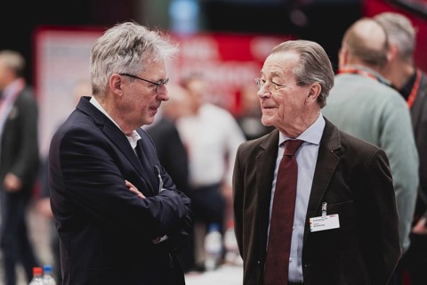 (R-L) Franz Muentefering und Achim Post, aufgenommen im Rahmen des Bundesparteitags der