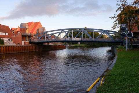 Bridge over the Ems, Emsbrücke, Meppen, Emsland, Lower Saxony, Germany, Europe