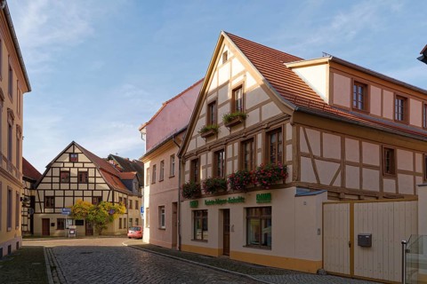 Half-timbered houses in the Fischertrasse on the Stadtinsel, the old town of the Hanseatic city of