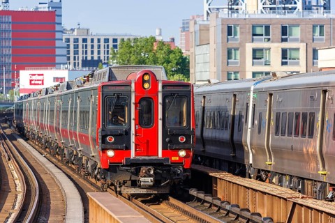 Metro-North Railroad commuter trains at Harlem 125th Street station in New York, USA, North America