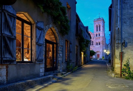 Early Gothic Basilica of Sainte-Marie-Madeleine, blue hour, blue hour, Vézelay, Yonne department,