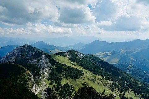 View from the Wendelstein into the surroundings, August, Bavaria, Germany, Europe