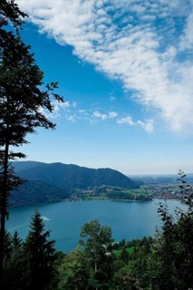View of the beautiful Schliersee in August, Pre-Alps, Bavaria, Germany, Europe