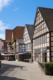 Pedestrian zone in the old town, Bad Salzuflen, East Westphalia-Lippe, North Rhine-Westphalia,