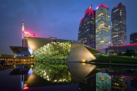 GUANGZHOU, CHINA, APRIL 27, 2018: Guangzhou Opera House designed by famous Iraqi architect
