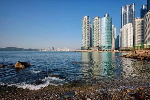 Marine city expensive and prestigious residential area skyscrapers in Busan, South Korea, Asia
