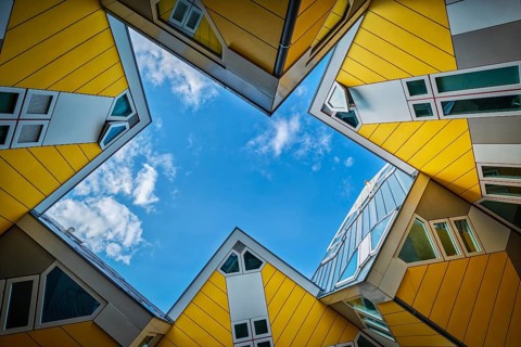 ROTTERDAM, NETHERLANDS, MAY 11, 2017: Cube houses, innovative cube-shaped houses designed by