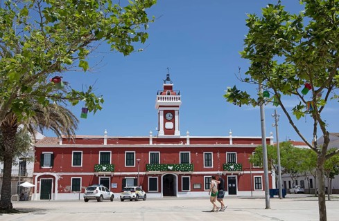 Police station at Placa de S'Esplanada, Es Castell, Mao, Mahon, Menorca, Spain, Europe