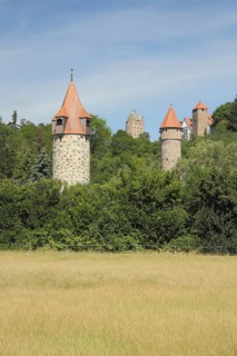 Four towers view in Fritzlar, tower, cityscape, looking out, forest, Hesse, Germany, Europe