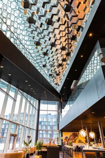 Harpa Concert Hall and Congress Centre, interior view, artistic modern architecture, Reykjavik,