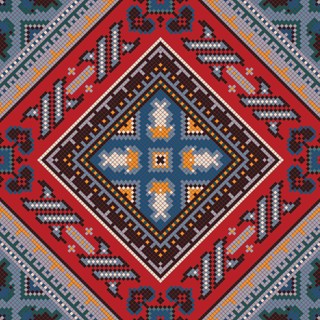Traditional Georgian folk art embroidery vector pattern