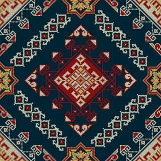 Traditional Georgian folk art embroidery vector pattern
