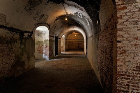Corridor inside Fort Napoleon in Ostend, Belgium, Europe