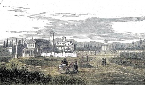 The New Cemetery, Campo Santo, in 1869 in Rome, Italy, Historic, digitally restored reproduction of