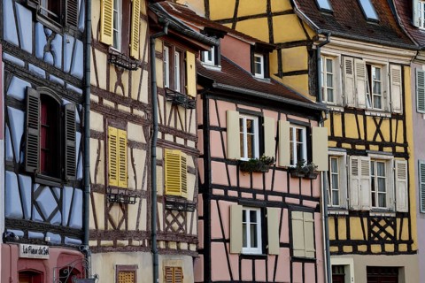 Half-timbered facades, Petite Venise, Little Venice, Colmar, Département Haut-Rhin, Alsace, France,