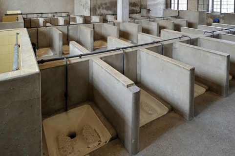 Toilet room at Fort Breendonk, Belgium, Europe
