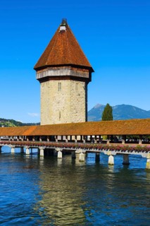 Chapel Bridge with Rigi, Reuß, Lucerne, Switzerland, Europe