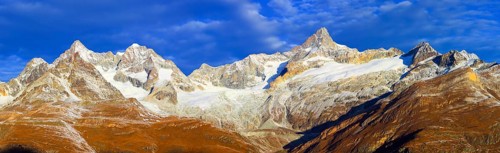 Obergabelhorn, 4063 m, Zinalrothorn, 4221 m, Valais Alps, Valais, Switzerland, Europe
