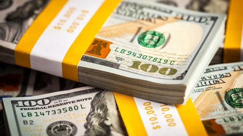Creative business finance making money concept, letterbox panoramic background of new 100 US