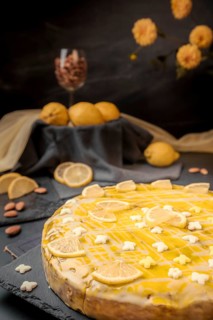 Lemon (citrone) cake with almond tree (Prunus dulcis)