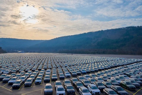 Large number of cars on assembly point, Brand Audi, Germany, Europe