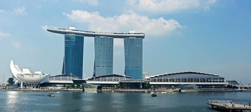 SINGAPORE, MAY 6: The Marina Bay Sands complex on May 6, 2011 in Singapore. Marina Bay Sands is an
