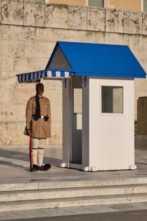 ATHENS, GREECE, MAY 20, 2010: Presidential ceremonial guard Evzone in front of the Monument of the