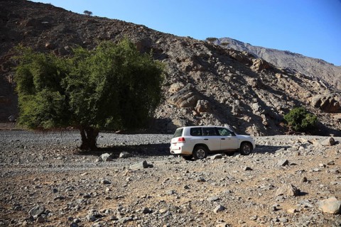 Landscape in the Jebel Harim area, in the Omani enclave of Musandam, Oman, Asia