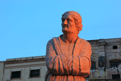 In the old town of Palermo, at the Piazza Pretoria, fountain figure of the Fontana Pretoria,