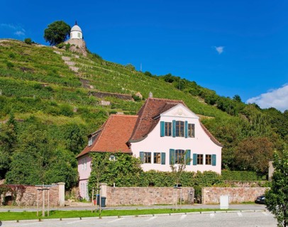Vineyards and winegrower's house at the Schloss Wackerbarth winery