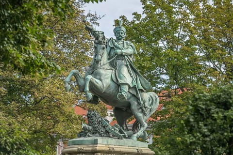 Equestrian Monument to King John III Sobieski, Old Town, Gdansk, Pomeranian Voivodeship, Poland,