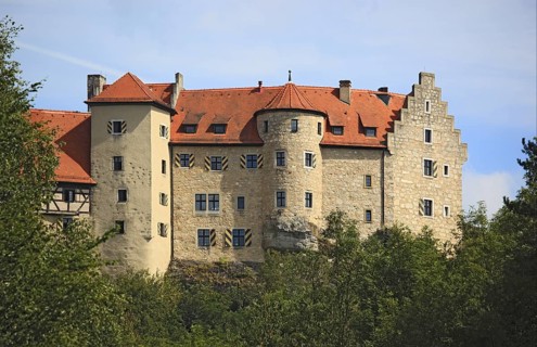 Rabenstein Castle, former High Medieval Spornburg, Ahorntal municipality, Franconian Switzerland,