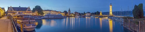 Lindau Harbour Illuminated Panorama Germany