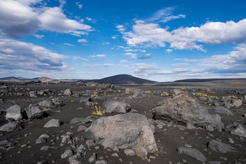 Volcanic rocks and lava sand, volcanic landscape, barren landscape, Vatnajökull National Park,