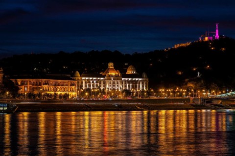 Budapest by night, Hotel Gellert, Hungary, Europe