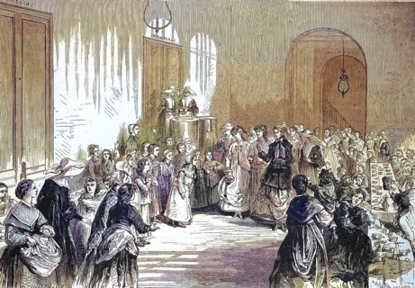 The Empress Feeding the Children at the House of Eugene-Napoleon, Orphanage, 1869, Paris, France,