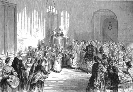 The Empress Feeding the Children at the House of Eugene-Napoleon, Orphanage, 1869, Paris, France,