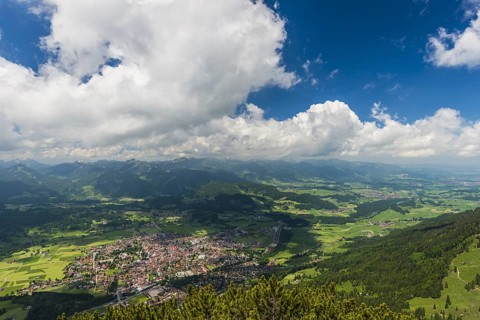Panorama from Schattenberg, 1692m, on Oberstdorf, Allgäu, Bavaria, Germany, Europe