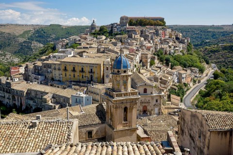 View from Ragusa Superiore to Ragusa Ibla, historical district of Ragusa, province Ragusa, Sicily,