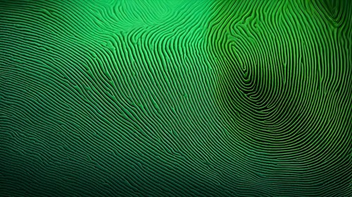 Fingerprint background dominated by swirl patterns in green hues, AI generated