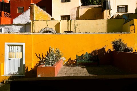 Oaxaca, Mexico, Scenic old city streets and colorful colonial buildings in historic city center,