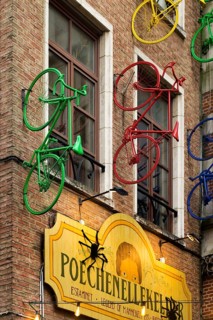 Exterior facade of the Poechenellekelder theatre puppet cellar, Brussels, Belgium, Europe