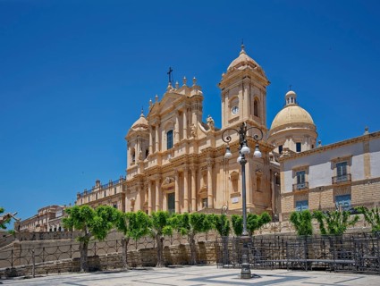 The cathedral of Noto, Cattedrale di San Nicolo, built in the Sicilian Baroque style. The historic