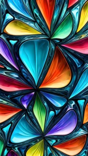 3d rendering of vibrant colored abstract changing glass design in an ornament structure, AI