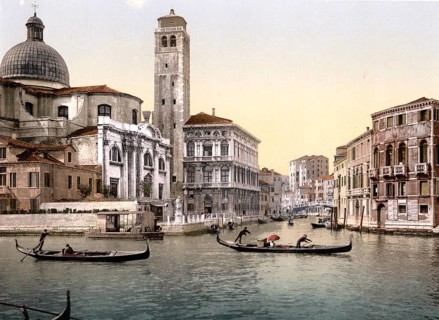 Church of San Geremia, Cannaregio, Venice, Italy, Historic, digitally restored reproduction from a